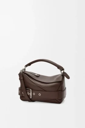 Kleine Puzzle Biker-tas van glanzend kalfsleer