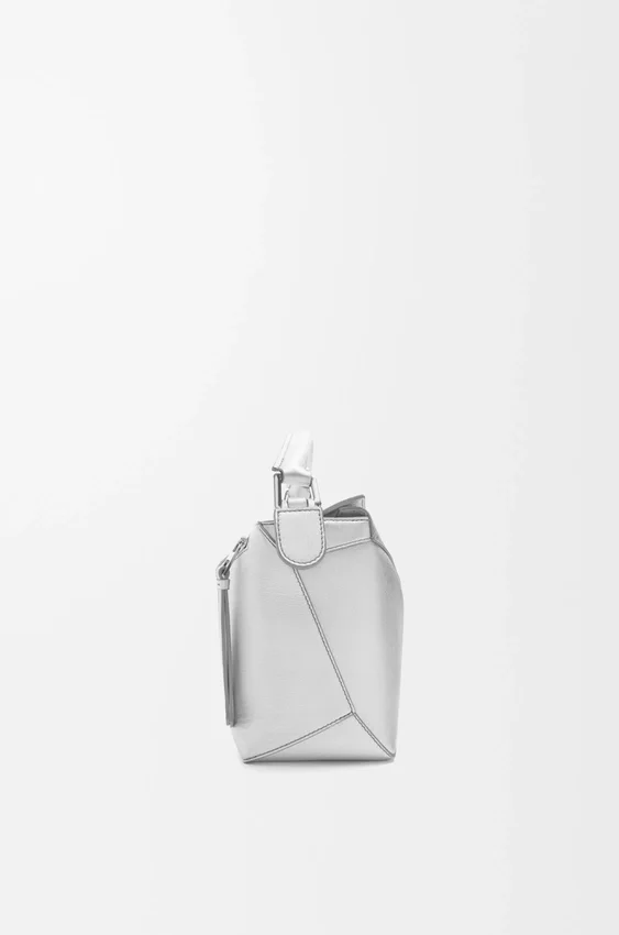 Kleine Puzzle Edge-tas van gelamineerd lamsleer Kleine Puzzle Edge-tas van gelamineerd lamsleer