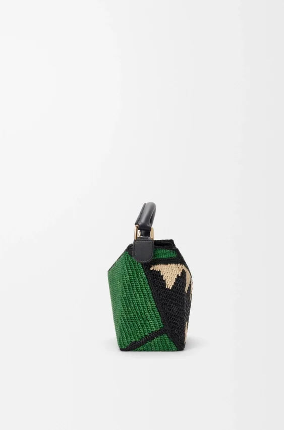 Kleine Puzzle Edge-tas van raffia en kalfsleer Kleine Puzzle Edge-tas van raffia en kalfsleer
