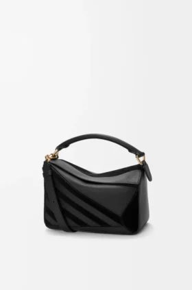 Kleine Puzzle-tas van klassiek kalfsleer en suède Kleine Puzzle-tas van klassiek kalfsleer en suède
