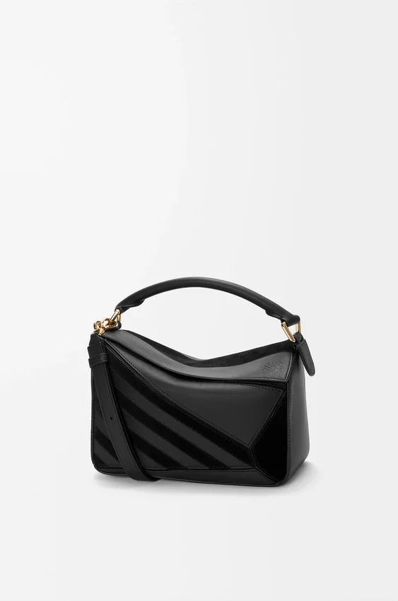 Kleine Puzzle-tas van klassiek kalfsleer en suède Kleine Puzzle-tas van klassiek kalfsleer en suède