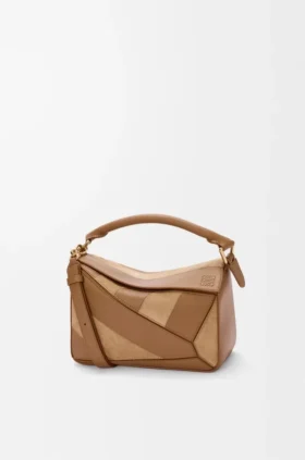 Kleine Puzzle-tas van klassiek kalfsleer en suède Kleine Puzzle-tas van klassiek kalfsleer en suède