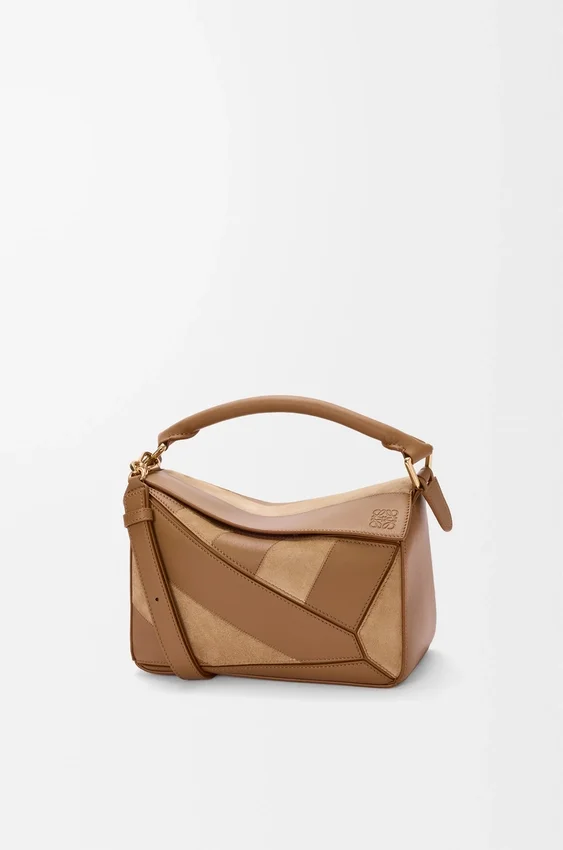 Kleine Puzzle-tas van klassiek kalfsleer en suède Kleine Puzzle-tas van klassiek kalfsleer en suède