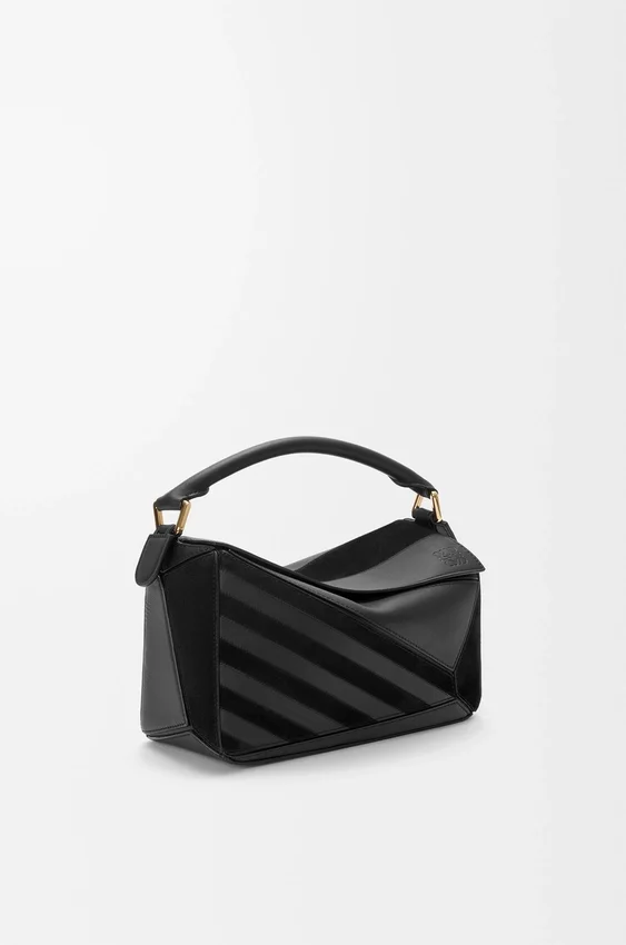 Kleine Puzzle-tas van klassiek kalfsleer en suède Kleine Puzzle-tas van klassiek kalfsleer en suède