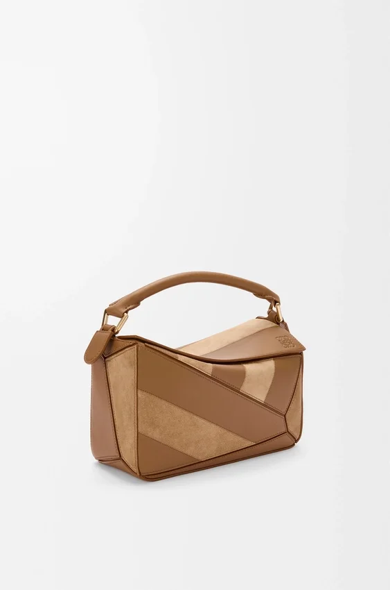 Kleine Puzzle-tas van klassiek kalfsleer en suède Kleine Puzzle-tas van klassiek kalfsleer en suède