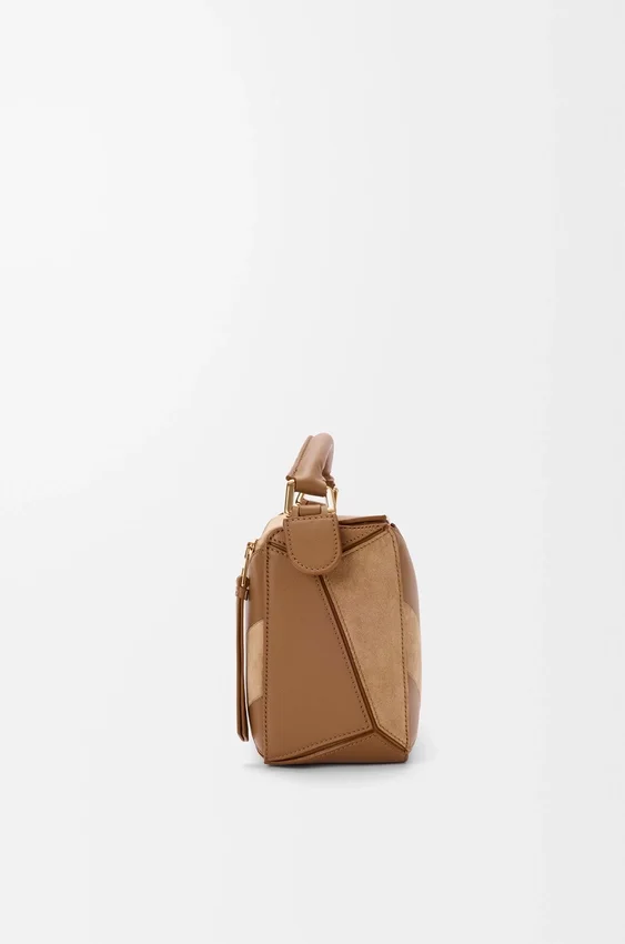 Kleine Puzzle-tas van klassiek kalfsleer en suède Kleine Puzzle-tas van klassiek kalfsleer en suède