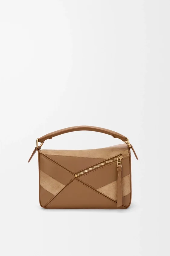 Kleine Puzzle-tas van klassiek kalfsleer en suède Kleine Puzzle-tas van klassiek kalfsleer en suède