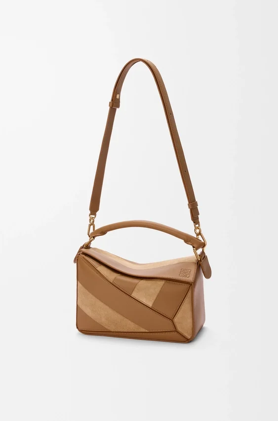 Kleine Puzzle-tas van klassiek kalfsleer en suède Kleine Puzzle-tas van klassiek kalfsleer en suède
