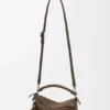 Kleine, vederlichte Puzzle-tas van genobbelde nubuck
