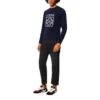 Loewe Anagram katoenen heren-T-shirt met ronde hals en geborduurde letters, sportief en klassiek, marineblauw H526Y24J02-5110