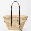 Medium Braid Manden van Iraca-palm en kalfsleer