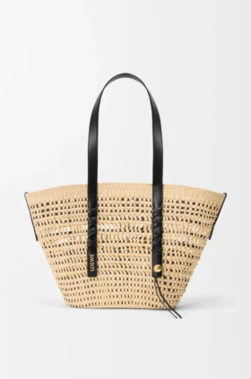 Medium Braid Manden van Iraca-palm en kalfsleer