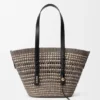 Medium Braid Manden van Iraca-palm en kalfsleer