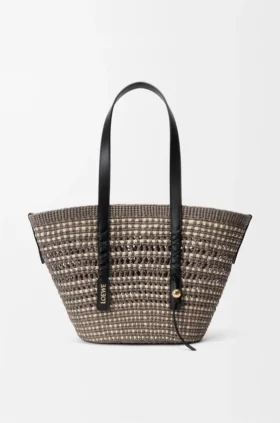 Medium Braid Manden van Iraca-palm en kalfsleer