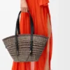Medium Braid Manden van Iraca-palm en kalfsleer