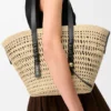 Medium Braid Manden van Iraca-palm en kalfsleer