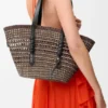 Medium Braid Manden van Iraca-palm en kalfsleer