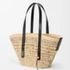Medium Braid Manden van Iraca-palm en kalfsleer