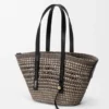 Medium Braid Manden van Iraca-palm en kalfsleer