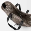 Medium Braid Manden van Iraca-palm en kalfsleer