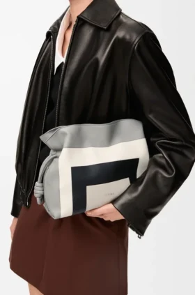 Medium Flamenco-clutch van nappa-kalfsleer