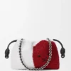 Medium Flamenco Purse met leeuwenkralen van canvas met kralen en kalfsleer