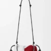 Medium Flamenco Purse met leeuwenkralen van canvas met kralen en kalfsleer