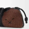 Medium Flamenco Purse met leeuwenkralen van canvas met kralen en kalfsleer Medium Flamenco Purse met leeuwenkralen van canvas met kralen en kalfsleer