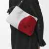 Medium Flamenco Purse met leeuwenkralen van canvas met kralen en kalfsleer