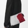 Medium Flamenco Purse met leeuwenkralen van canvas met kralen en kalfsleer