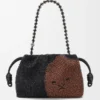 Medium Flamenco Purse met leeuwenkralen van canvas met kralen en kalfsleer Medium Flamenco Purse met leeuwenkralen van canvas met kralen en kalfsleer