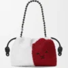 Medium Flamenco Purse met leeuwenkralen van canvas met kralen en kalfsleer