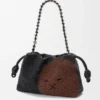 Medium Flamenco Purse met leeuwenkralen van canvas met kralen en kalfsleer Medium Flamenco Purse met leeuwenkralen van canvas met kralen en kalfsleer