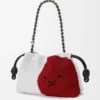 Medium Flamenco Purse met leeuwenkralen van canvas met kralen en kalfsleer