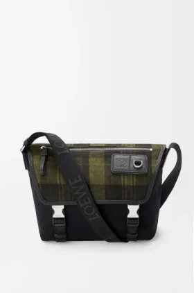 Medium Flex Messenger van canvas en geborsteld suède