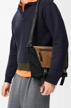 Medium Flex Messenger van canvas en suède