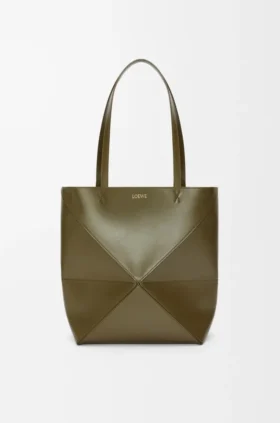 Medium Puzzle Fold Tote bag in glanzendes Kalfsleer