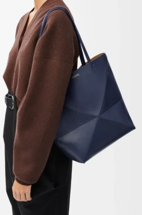 Medium Puzzle Fold Tote bag in glanzendes Kalfsleer