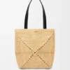 Medium Puzzle Fold Tote bag in raffia
