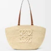 Middelgrote Eclipse-mand van raffia en kalfsleer