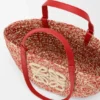 Middelgrote Eclipse-mand van raffia en kalfsleer