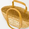 Middelgrote Eclipse-mand van raffia en kalfsleer