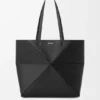 Middelgrote horizontale Puzzle Fold-tote bag van zacht generfd kalfsleer