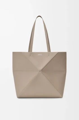Middelgrote horizontale Puzzle Fold-tote bag van zacht generfd kalfsleer