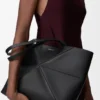Middelgrote horizontale Puzzle Fold-tote bag van zacht generfd kalfsleer