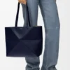 Middelgrote horizontale Puzzle Fold-tote bag van zacht generfd kalfsleer