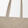 Middelgrote horizontale Puzzle Fold-tote bag van zacht generfd kalfsleer