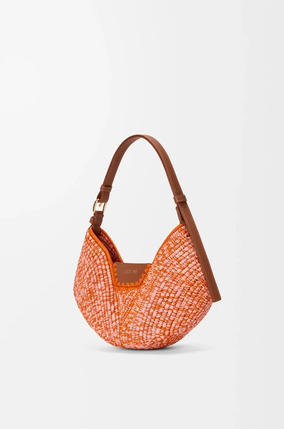 Middelgrote loewe Swing-tas van raffia en kalfsleer Middelgrote loewe Swing-tas van raffia en kalfsleer