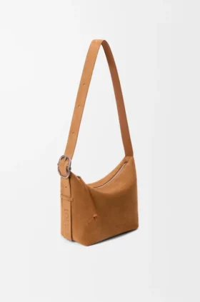 Middelgrote Loop Hobo van suède kalfsleer