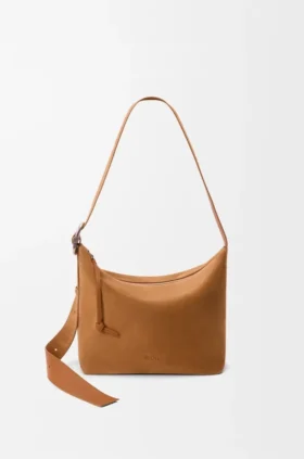Middelgrote Loop Hobo van suède kalfsleer